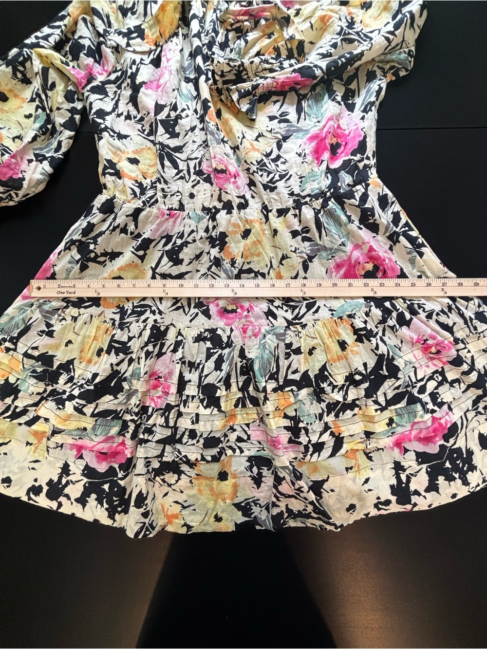 Lauren Ralph Lauren Plus Sz 18 Black Label Multicolor Floral Dress Cotton Voile - Picture 14 of 16
